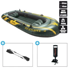 BATEAU GONFLABLE INTEX SEAHAWK 4 + 2 RAMES + GONFLEUR -Minn Kota Soldes Magasin bateau gonflable intex seahawk 4 2 rames gonfleur 1